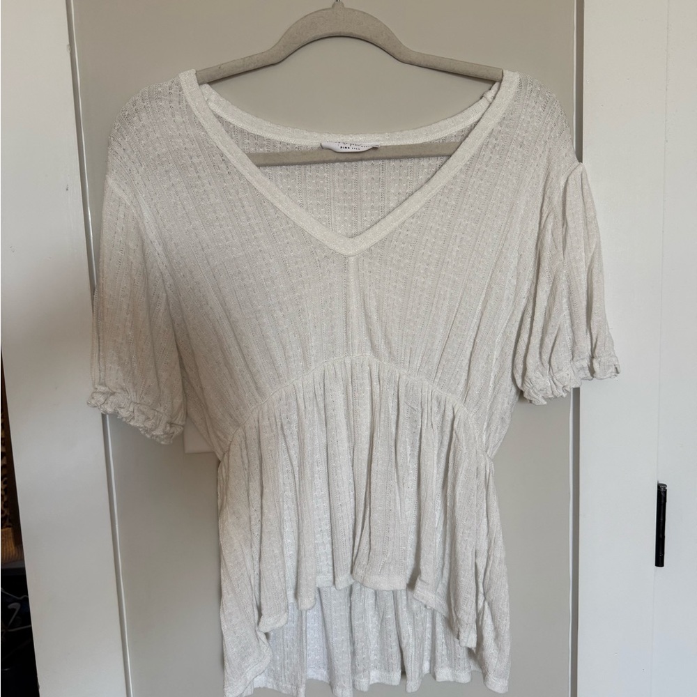 Pink Lily Cream Textured Blouse